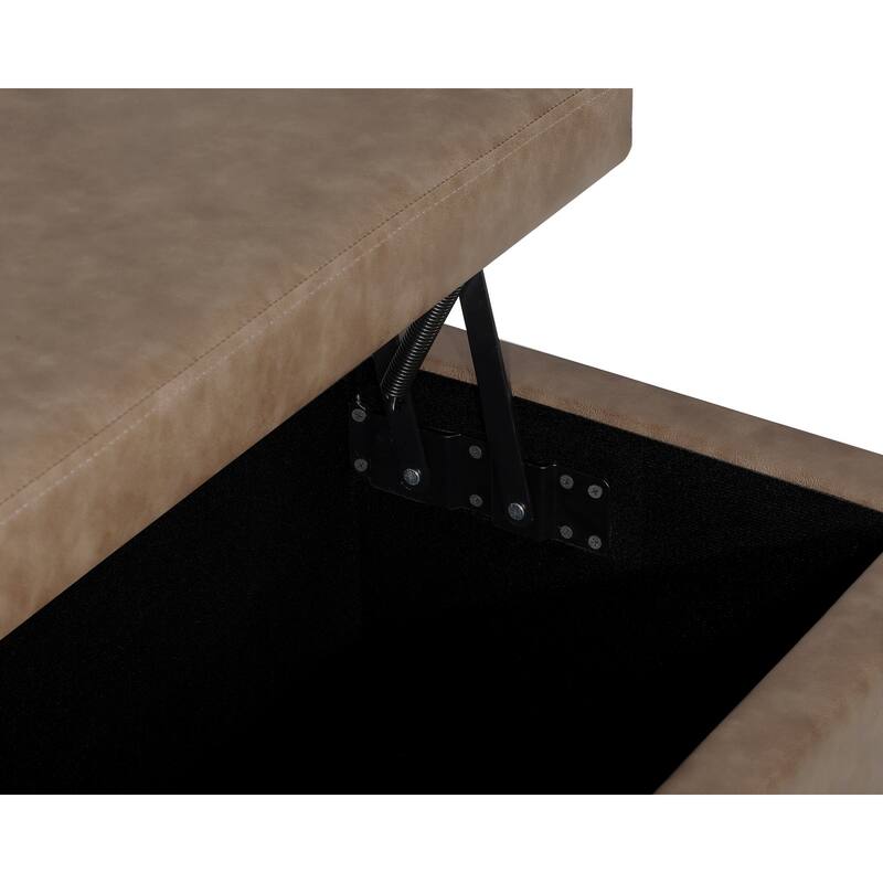 Adeco Velvet Storage Ottoman Bench Rectangular Footstool Lift Top