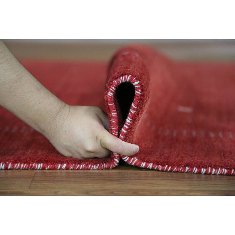 Hand Knotted Oriental 100% Wool Carpet Tribal Tribal Red Gabbeh Area Rug - 9' 9'' X 6' 9''