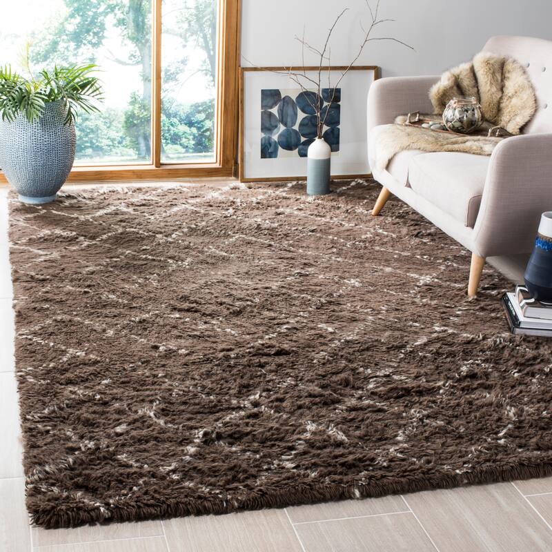 SAFAVIEH Hand-knotted Kenya Aristia Southwestern Tribal Wool Rug - 9' x 12' - Dark Grey/Ivory