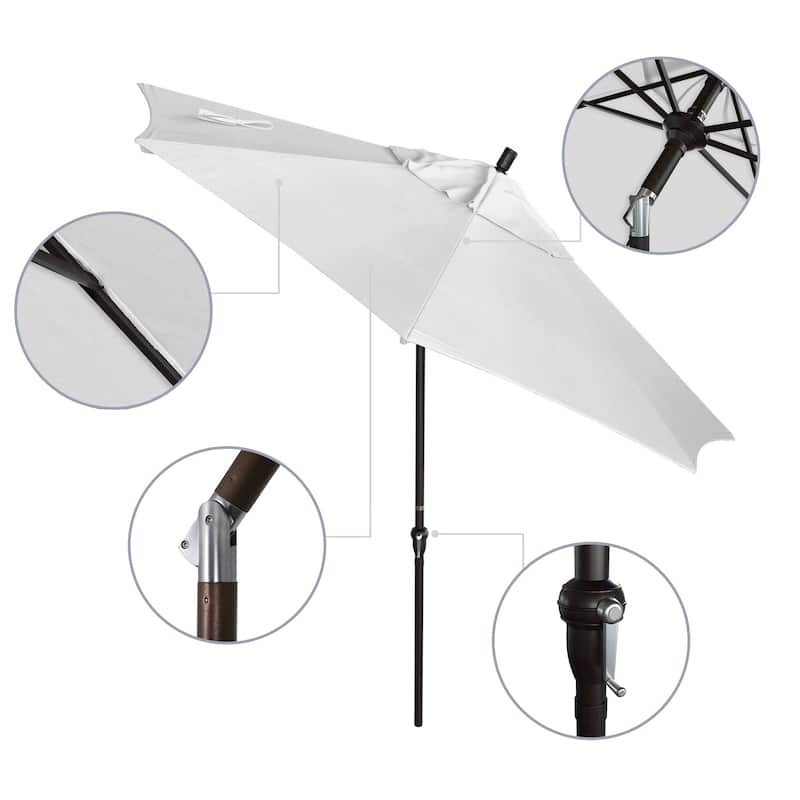 California Umbrella 9' Sunset Series Patio Umbrella Bronze Aluminum Frame and Ribs, Crank Lift Auto Tilt, Pacifica Pacific Blue