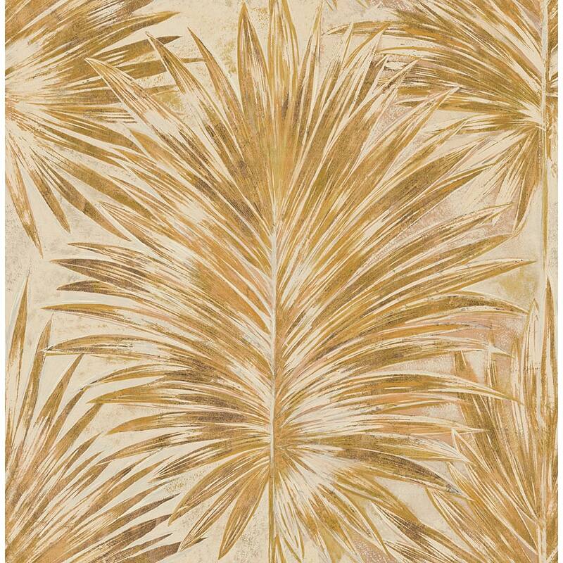 Seabrook Designs Cyril Palm Unpasted Wallpaper - 20.5 in. W x 33 ft. L - Metallic Honey & Khaki