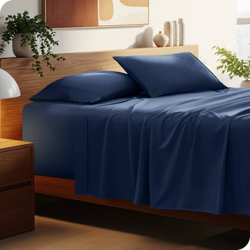 Bare Home 22 Inch Deep Pocket Microfiber Sheet Set - Twin XL - Dark Blue