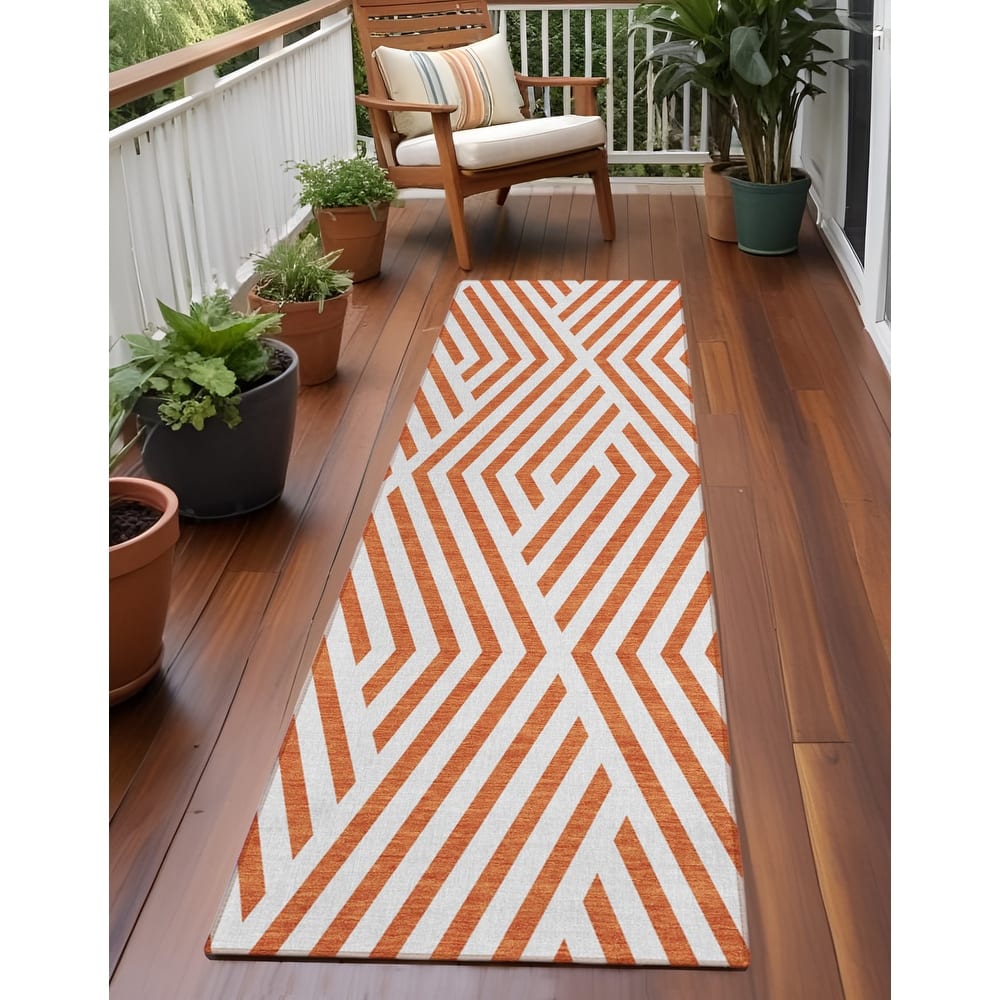 Mave Abstract Shapes Weather Resistant Classic Meets Modern Outdoor Rug