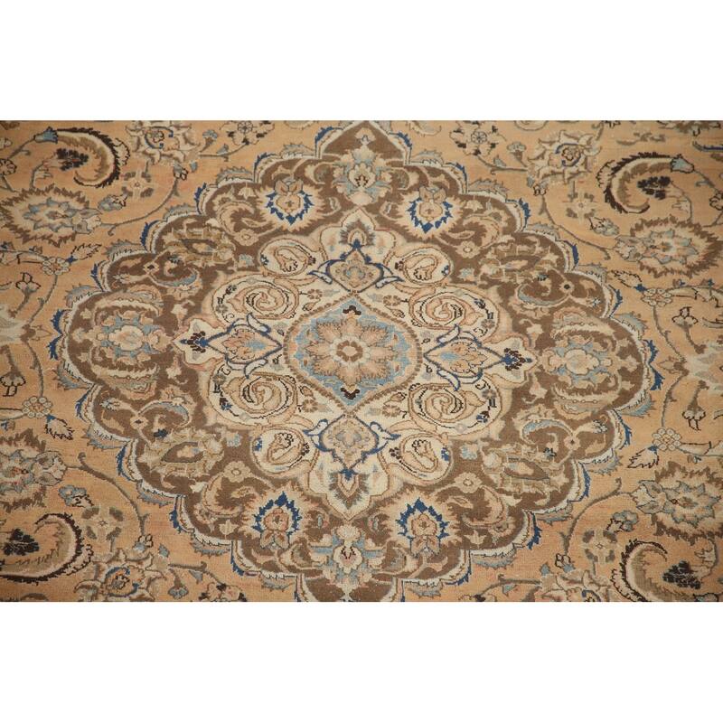 Hand Knotted Oriental 100% Wool Carpet Traditional Floral Oranges & Rust Mashad Area Rug - 12' 3'' X 9' 1''
