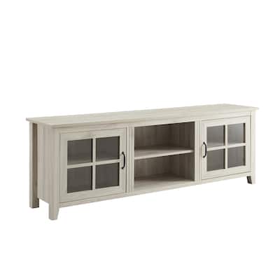 Modern Farmhouse 2-Door Glass Windowpane TV Stand