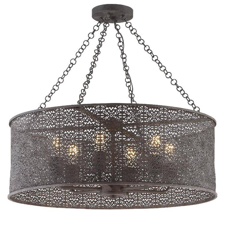 Jasmine 6 Light Forged Bronze Chandelier - 25'' W x 9'' H