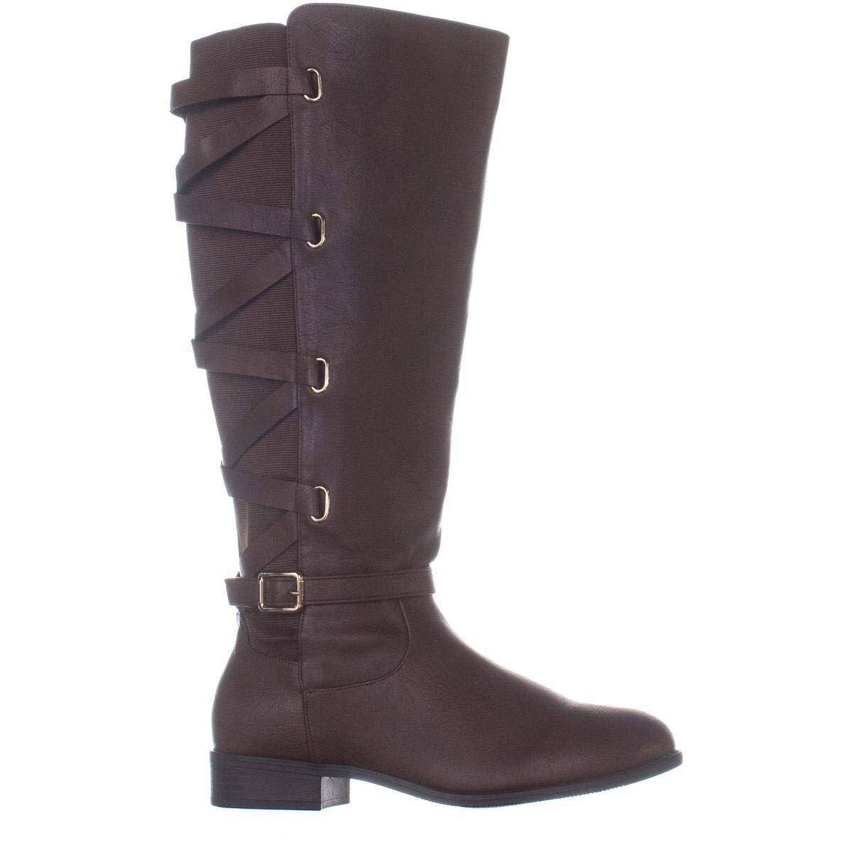 wide calf boots cognac
