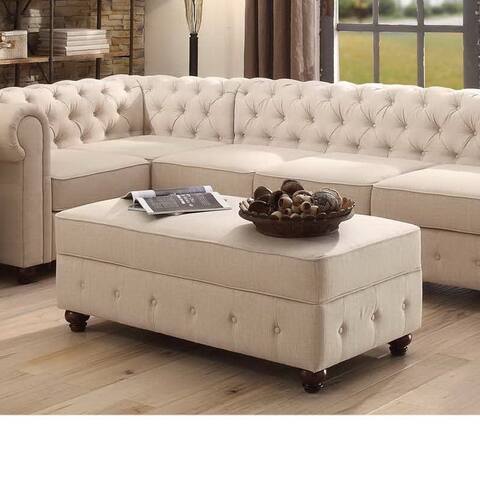 Moser Bay Garcia Tuffted Linen Beige Storage Ottman
