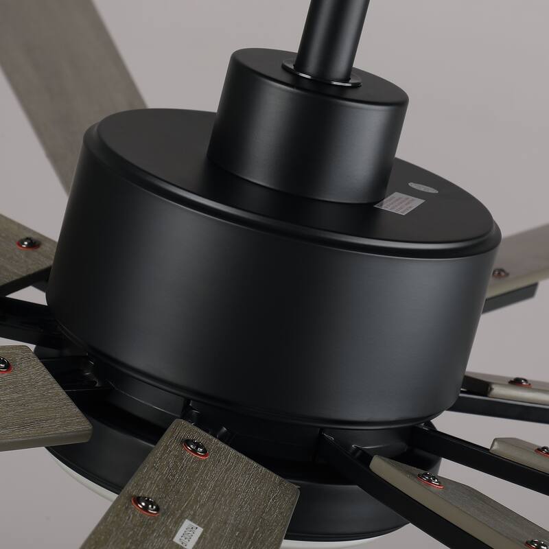 72" Farmhouse Black Integrated LED Windmill Ceiling Fan with Light and Remote