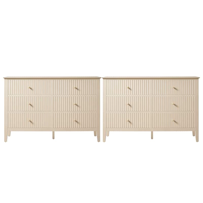 6 Drawer Dresser Fluted Modern with 5 Colors Available | High Weight Capacity Wood Dresser for Bedroom
