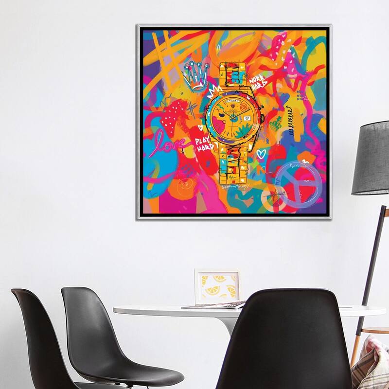 iCanvas "Rolex Friday - Hustle Hard (Square)" by NUWARHOL Framed