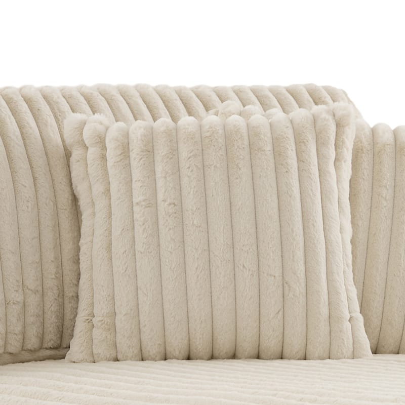 Modern Stripe Faux Fur Square Throw Pillows (Set of 2)