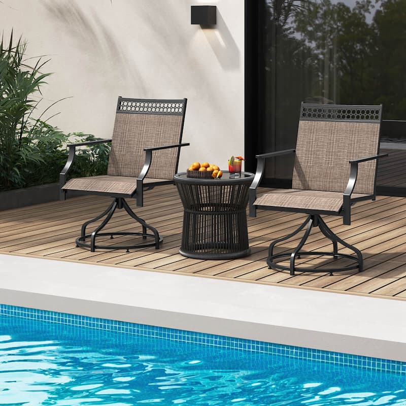Costway Patio Swivel Dining Chairs Set of 2 with Quick-Drying Fabric - 2 PCS