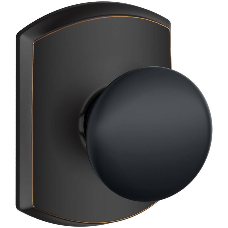 Schlage F10-PLY-GRW Plymouth Passage Door Knob Set with Decorative Greenwich Trim - Aged Bronze