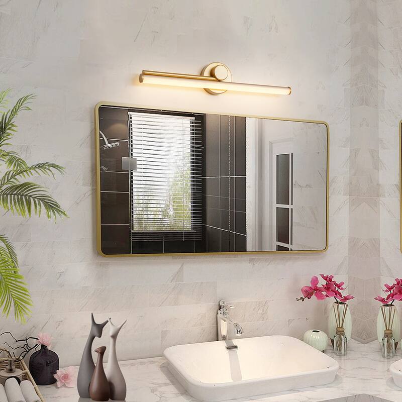 1-Light 23.8" W Modern Black/Gold Linear Metal Dimmbale Integrated LED Bathroom Vanity Mirror Light/Picture Light