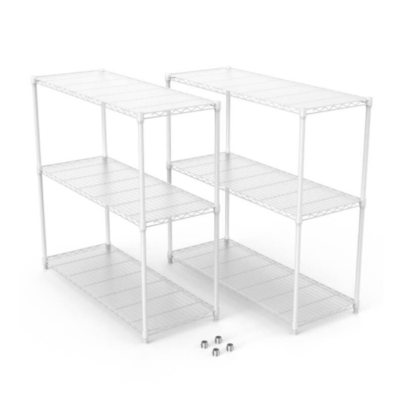 2 Pack 3 Tier NSF metal shelving with lining - White - 2 Pack