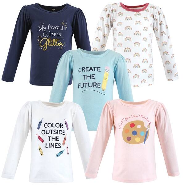 slide 1 of 1, Hudson Baby Toddler Girl Long Sleeve T-Shirts, Creativity Creativity - 2T