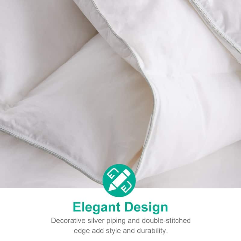 Lightweight Goose Feather Down Comforter King Cooling Bed Comforter, Hotel Collection 750 Fill-Power Thin Duvet Insert, 106x90