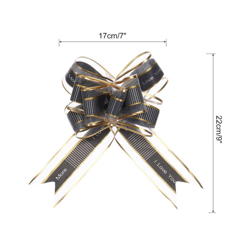 10pcs Large Pull Bow Love You Gift Wrapping Bows Ribbon Organza - Grey - 9 Inch