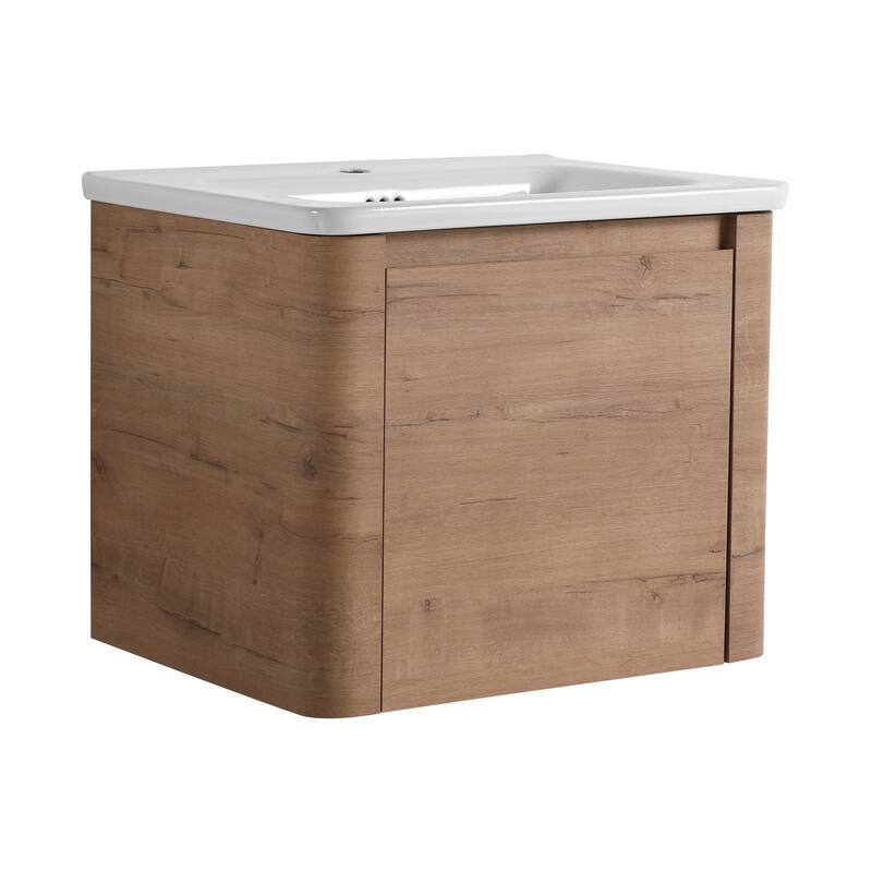 Floating Bathroom Vanity with Sink, Wall-Mounted Bathroom Storage Cabinet, Vanity Cabinet & Ceramic Sink Set