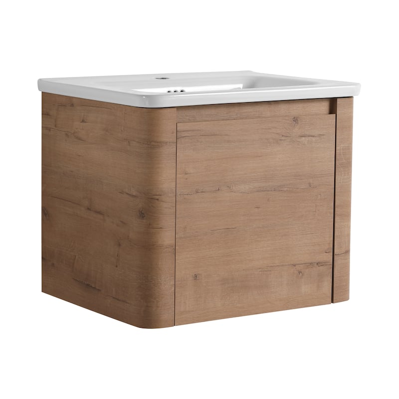 Wall-Mounted Bathroom Vanity with Ceramic Sink