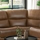 preview thumbnail 3 of 1, Furniture of America Rhea Brown Leather 5-Seater Reclining Sectional Sofa with Cup Holders