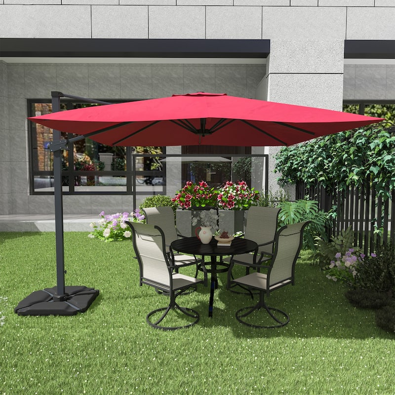 10FT Square Cantilever Patio Umbrella in Red (Without Base)