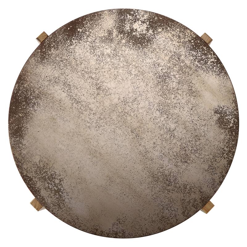 Rustic Coffee Table with Burnt Solid Wood Legs, Distressed Antique Rust Finish Tabletop, Farmhouse Industrial Center Table