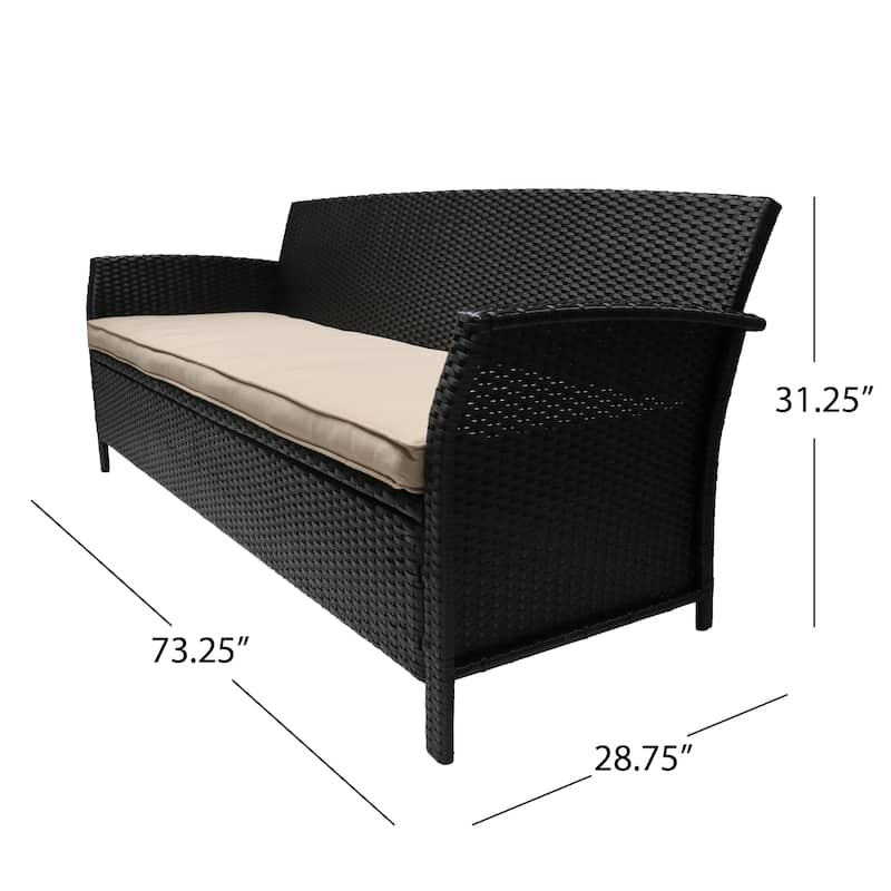St. Lucia Outdoor Wicker 3 Seater Sofa by Christopher Knight Home
