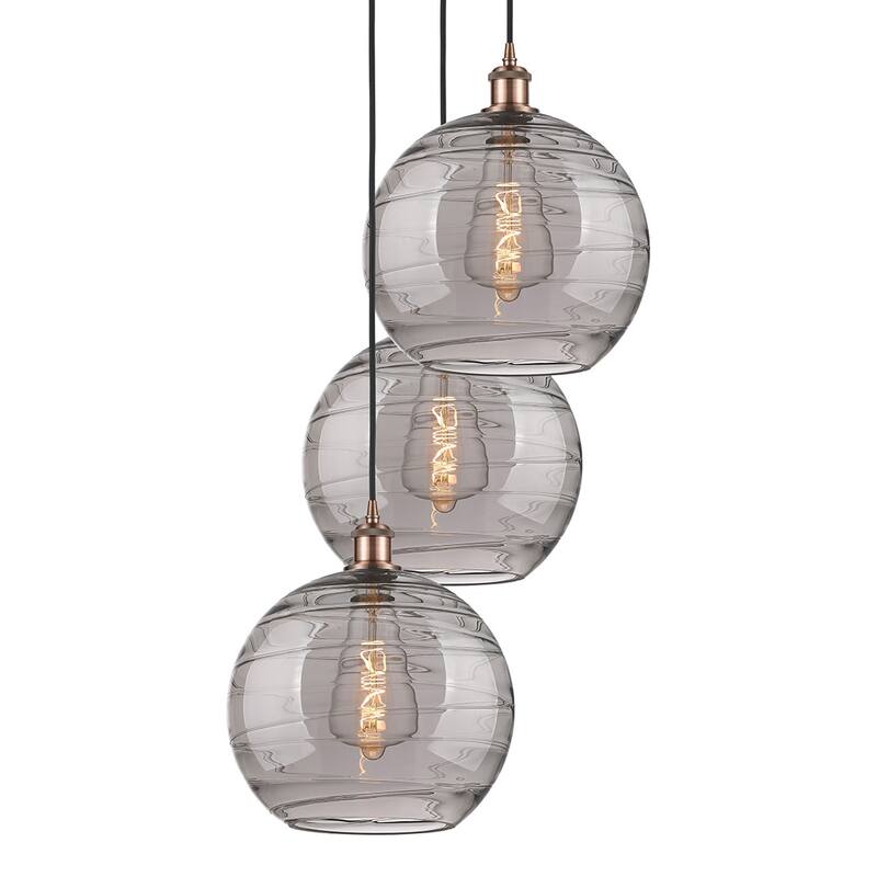 Innovations Lighting 113B-3P 41 19 Athens Deco Swirl Pendant Athens - Antique Copper / Light Smoke Deco Swirl