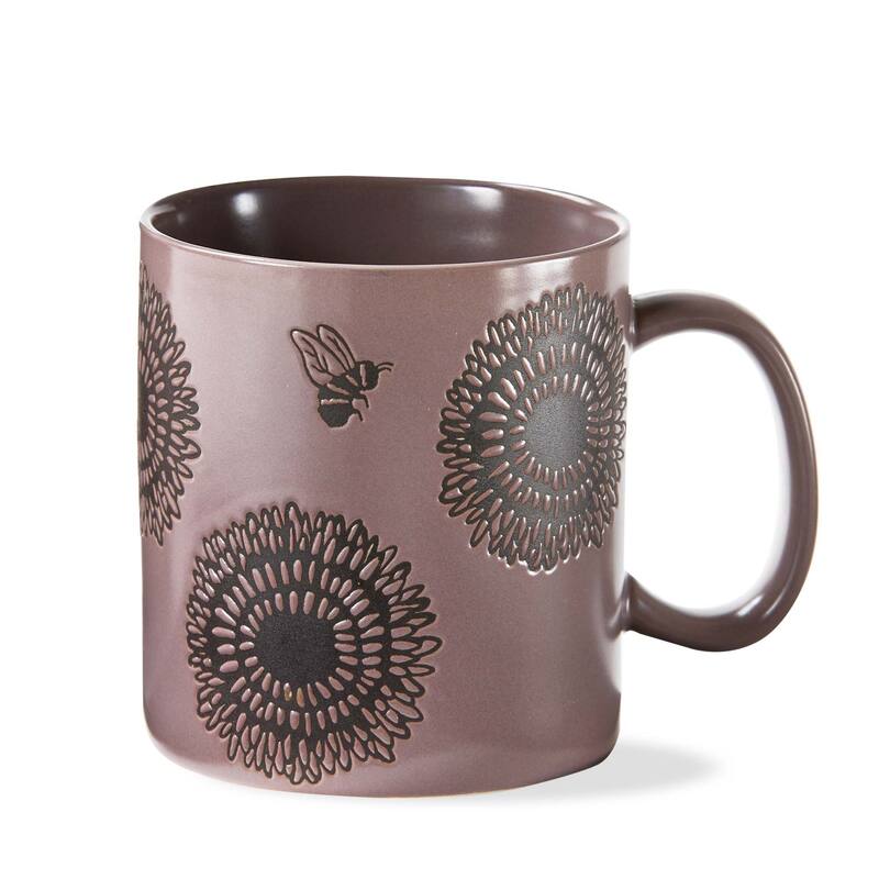 Marigold Purple Ceramic Mug 16oz - Dishwasher Safe Drinkware for Spring and Summer - 4" H x 3.75" L x 5" W