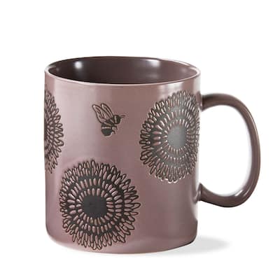 Marigold Purple Ceramic Mug 16oz - Dishwasher Safe Drinkware for Spring and Summer - 4" H x 3.75" L x 5" W