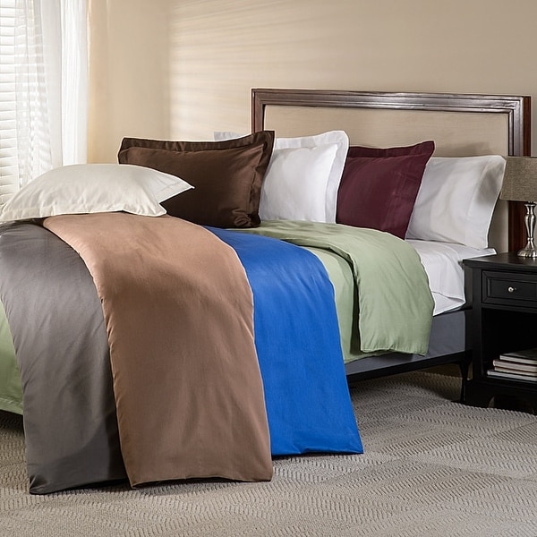 Miranda Haus 600-Thread Count Cotton Solid Hemstitch Duvet Cover Set
