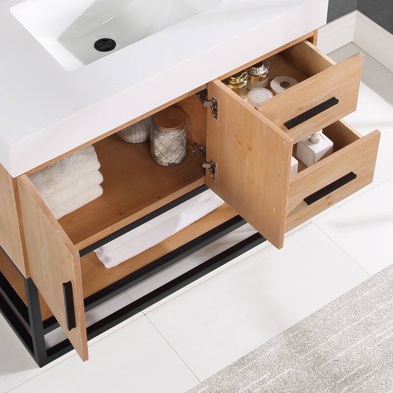 Altair Bianco Bath Vanity with White Composite Stone Top,no Mirror
