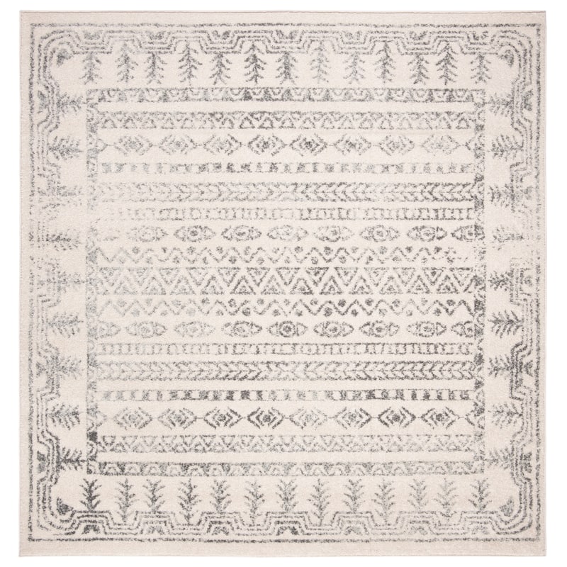SAFAVIEH Tulum Luna Moroccan Boho Rug - 3' Square - Ivory/Grey