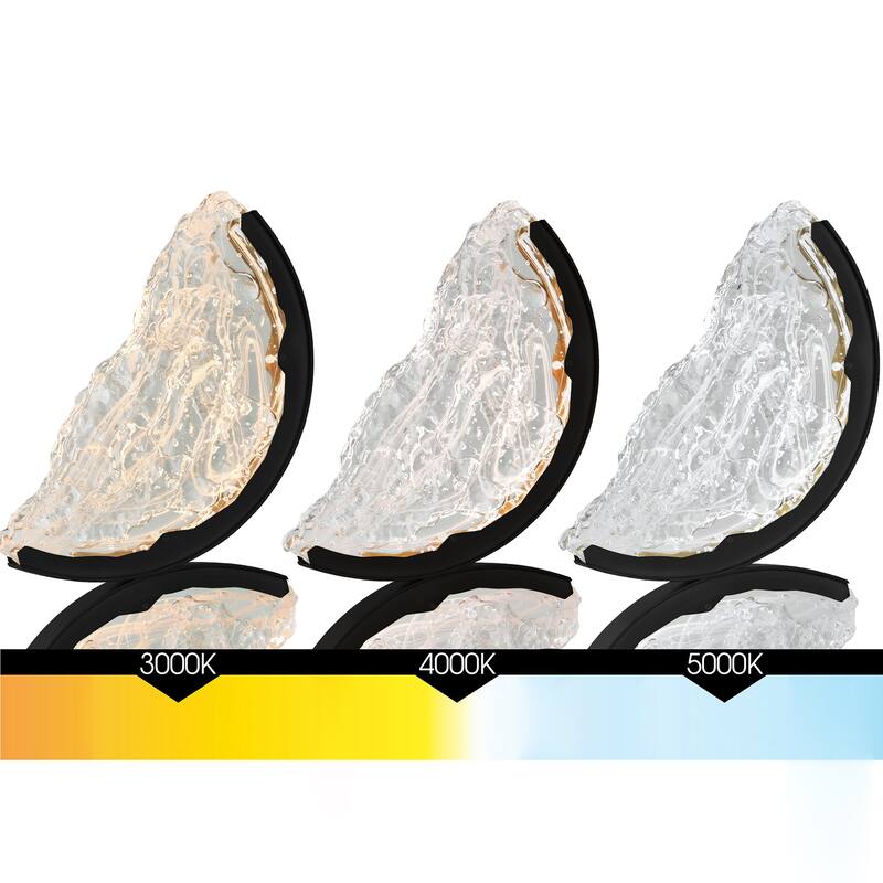 Moon Integrated LED 8in Black Mini Pendant with Handcrafted Glass