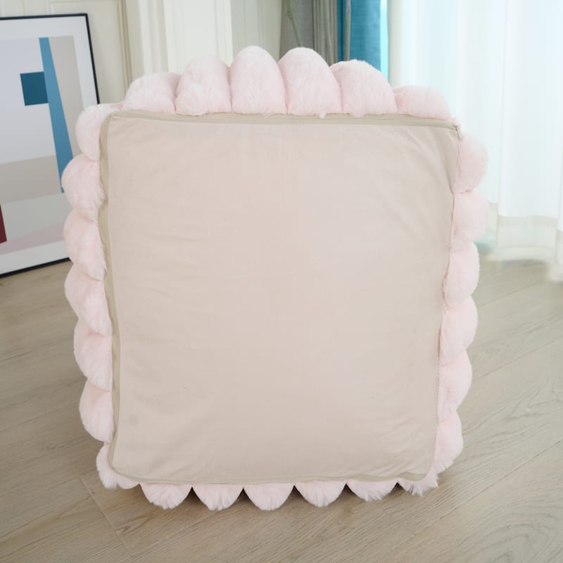 Madrid Collection Ultra Soft Ribbed Faux Fur Indoor Pouf