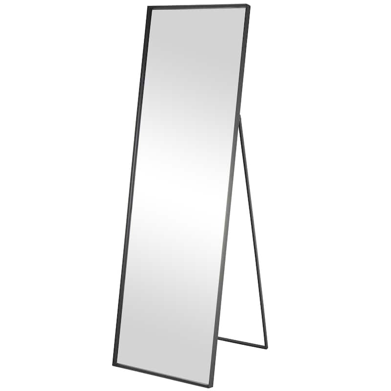 Metal Foldable Room Floor Mirror with Thin Minimalistic Frame - Black - Roche River Decor - Black
