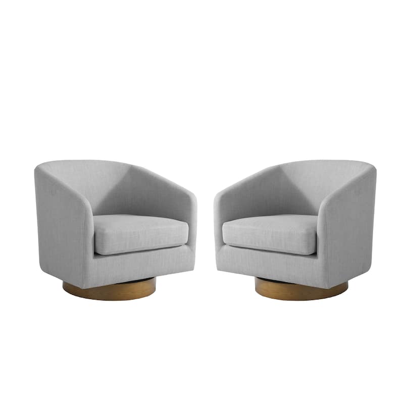 Faux Leather Wide Seat Swivel Barrel Chair