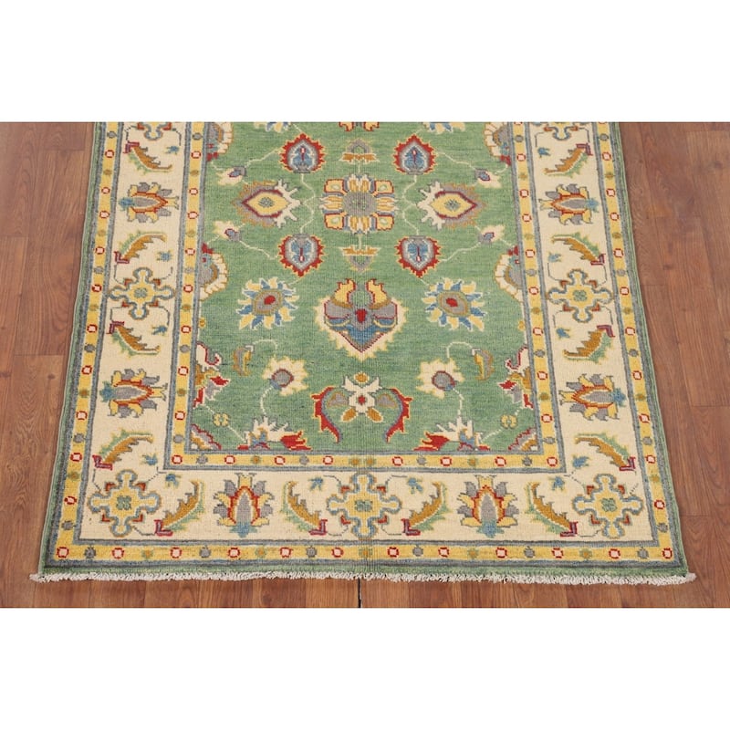 Green Oushak Accent Rug Hand-Knotted Wool Carpet - 3'4" x 4'10"