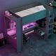 preview thumbnail 13 of 22, Gaming Loft Bed with Desk & Light, Wood Loft Bed with Storage Drawer, Shelves and Charging Station