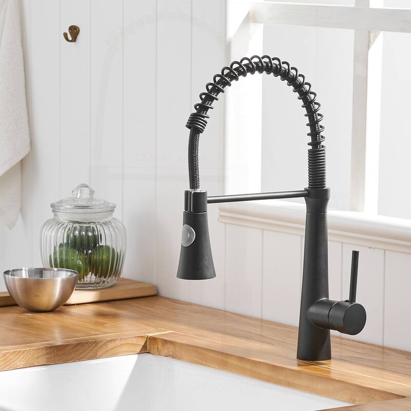 Commercial Kitchen Faucet with Pull Down Sprayer - Black
