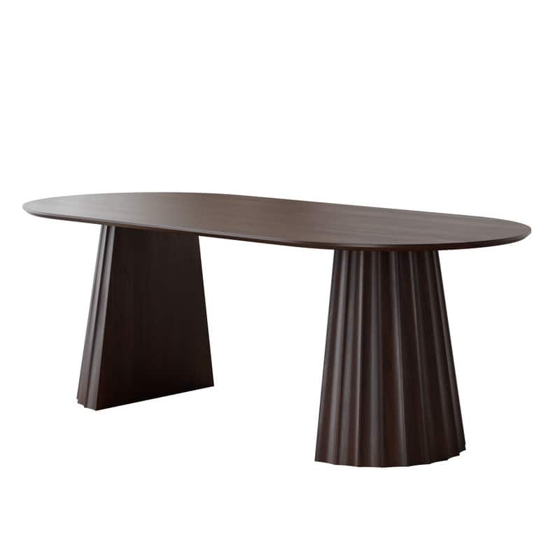 79" Oval Solid Wood Dining Table Duble Pedestal Seats 6