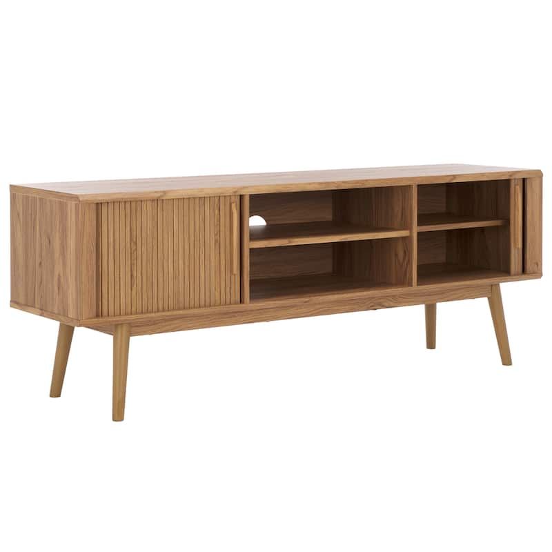 SAFAVIEH Aphra 2-Door 2-Shelf Entertainment Media Stand (Fits up to 65" Flatscreen TV) - 59 in. x 15.4 in. x 21.9 in.
