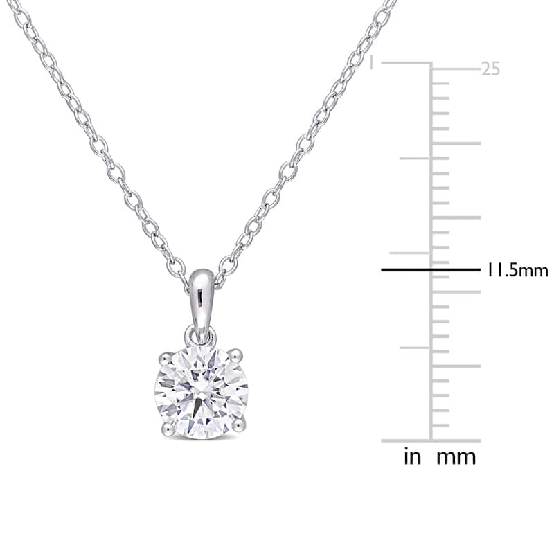 Miadora Sterling Silver 1ct TGW Created White Moissanite Solitaire Necklace