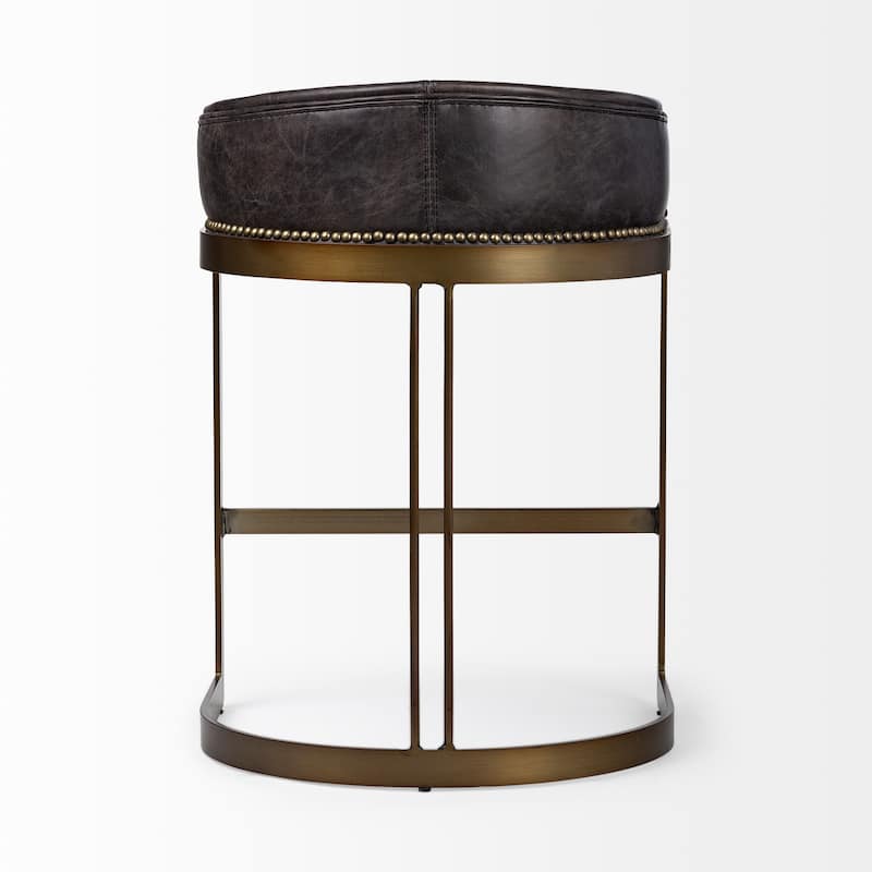 Hollyfield Genuine Leather Black/Brown Bar and Counter Stool