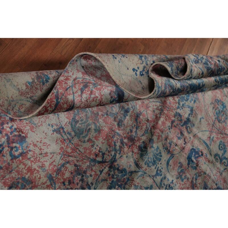 All-Over Floral Abstract Indian Area Rug Handmade Wool Carpet - 6'5"x 9'4"