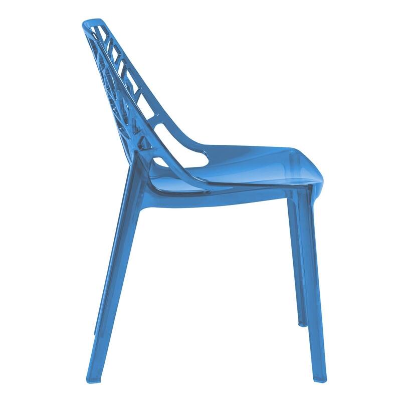 Stackable Dining Chair in Polypropylene (Set of 4) Modern Cut-out Design Backrest Accent Side Chair