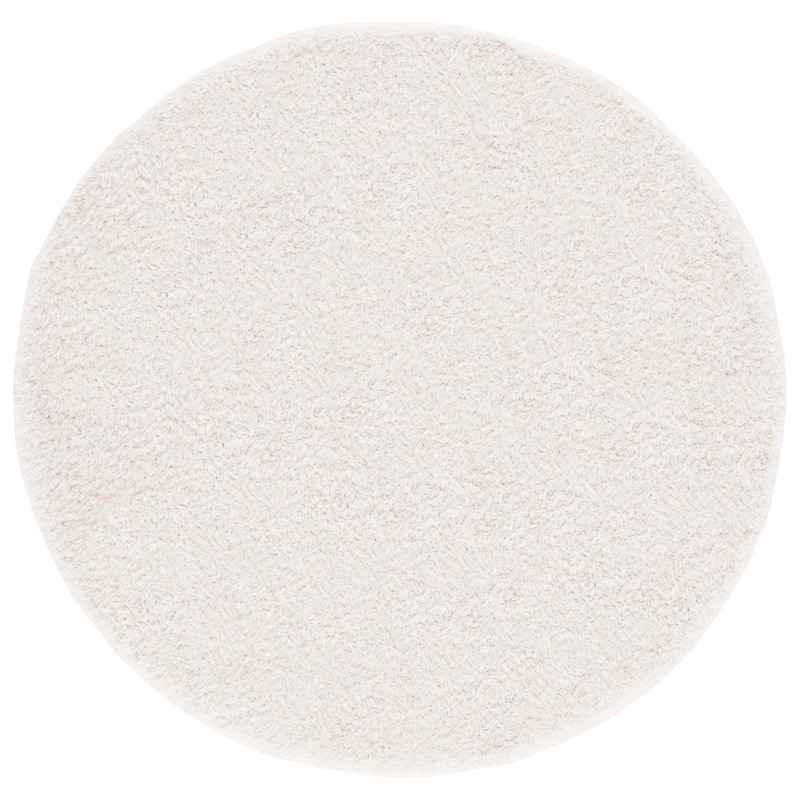 SAFAVIEH Bahija Rudina Luxe Shaggy 3 inch-thick Area Rug - 4' Round - Bone