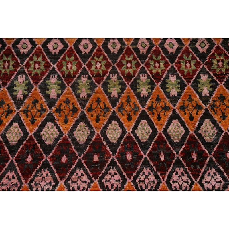 Trellis Moroccan Tribal Wool Area Rug Hand-knotted Living Room Carpet - 8'6" x 10'0"